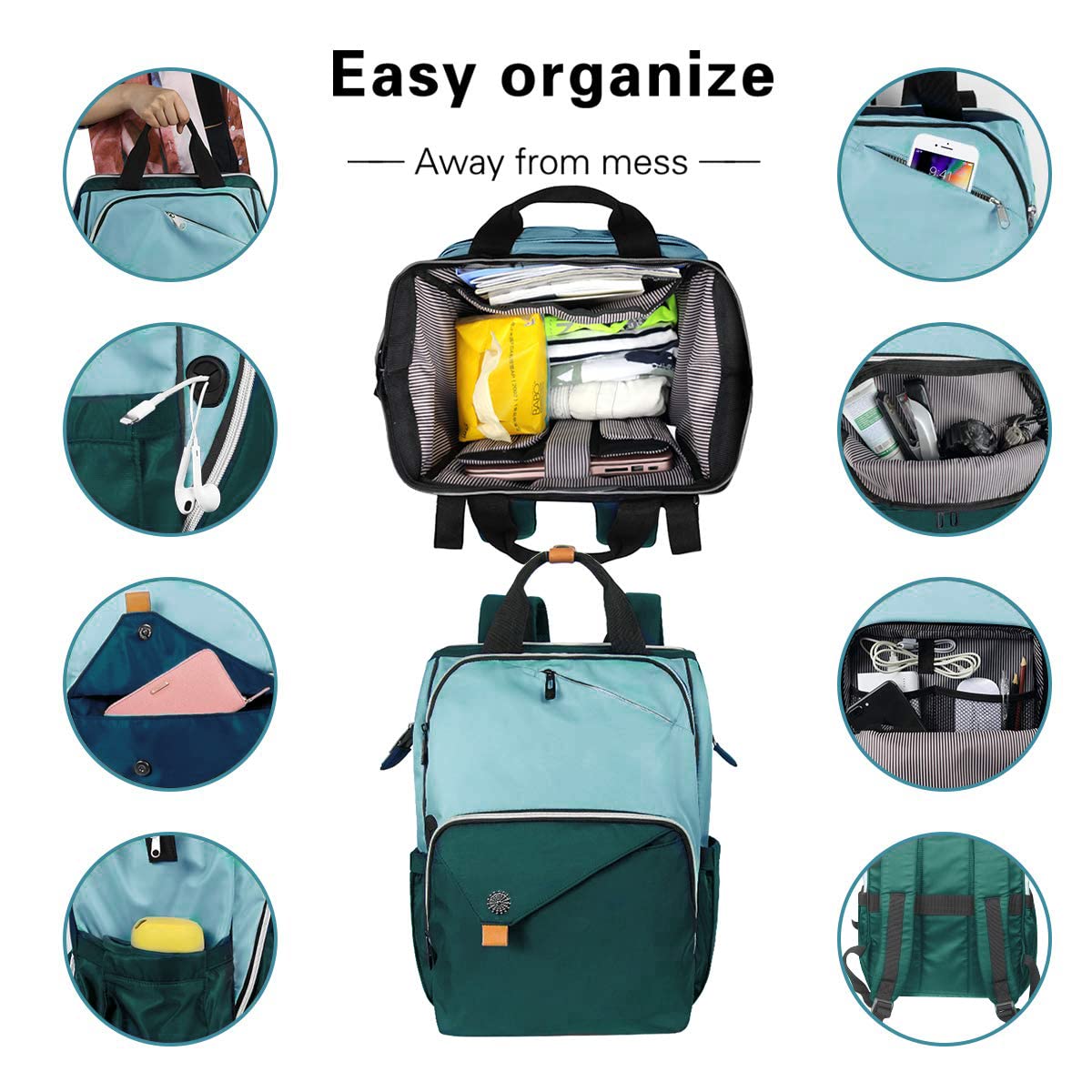 Foto 5 pulgar | Mochila Para Portátil Hap Tim Para Mujer, Para Viajes, Trabajo Y Enfermera, Color Verde - Venta Internacional.