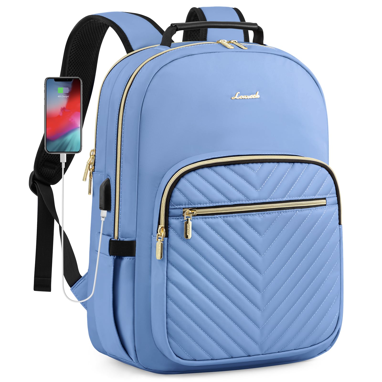 Mochila Lovevook Para Portátil Para Mujer De 15,6 Pulgadas Con Puerto Usb, Color Azul - Venta Internacional.