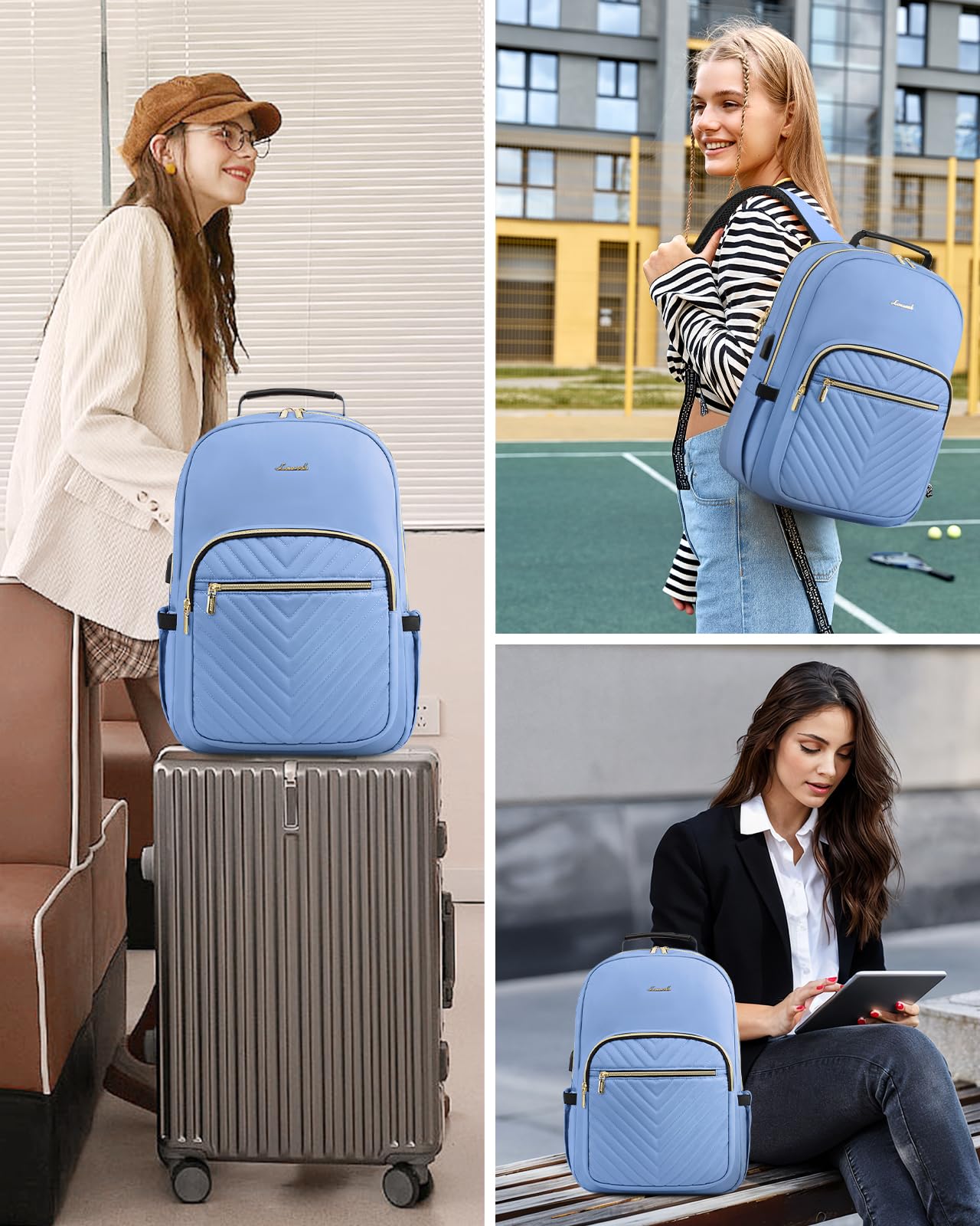Foto 7 pulgar | Mochila Lovevook Para Portátil Para Mujer De 15,6 Pulgadas Con Puerto Usb, Color Azul - Venta Internacional.