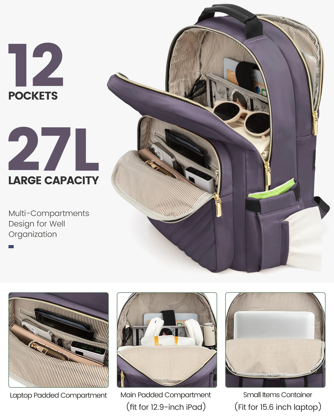 Foto 3 pulgar | Mochila Lovevook Para Mujer, Portátil De Viaje De 15.6 Pulgadas Con Puerto Usb - Venta Internacional.
