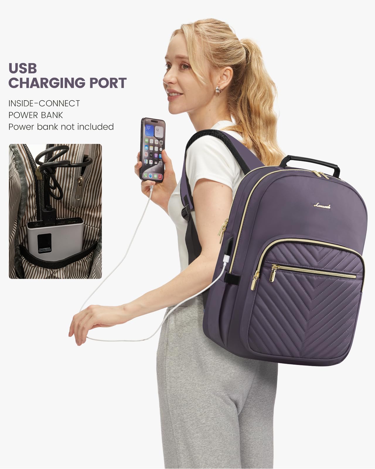 Foto 6 pulgar | Mochila Lovevook Para Mujer, Portátil De Viaje De 15.6 Pulgadas Con Puerto Usb - Venta Internacional.