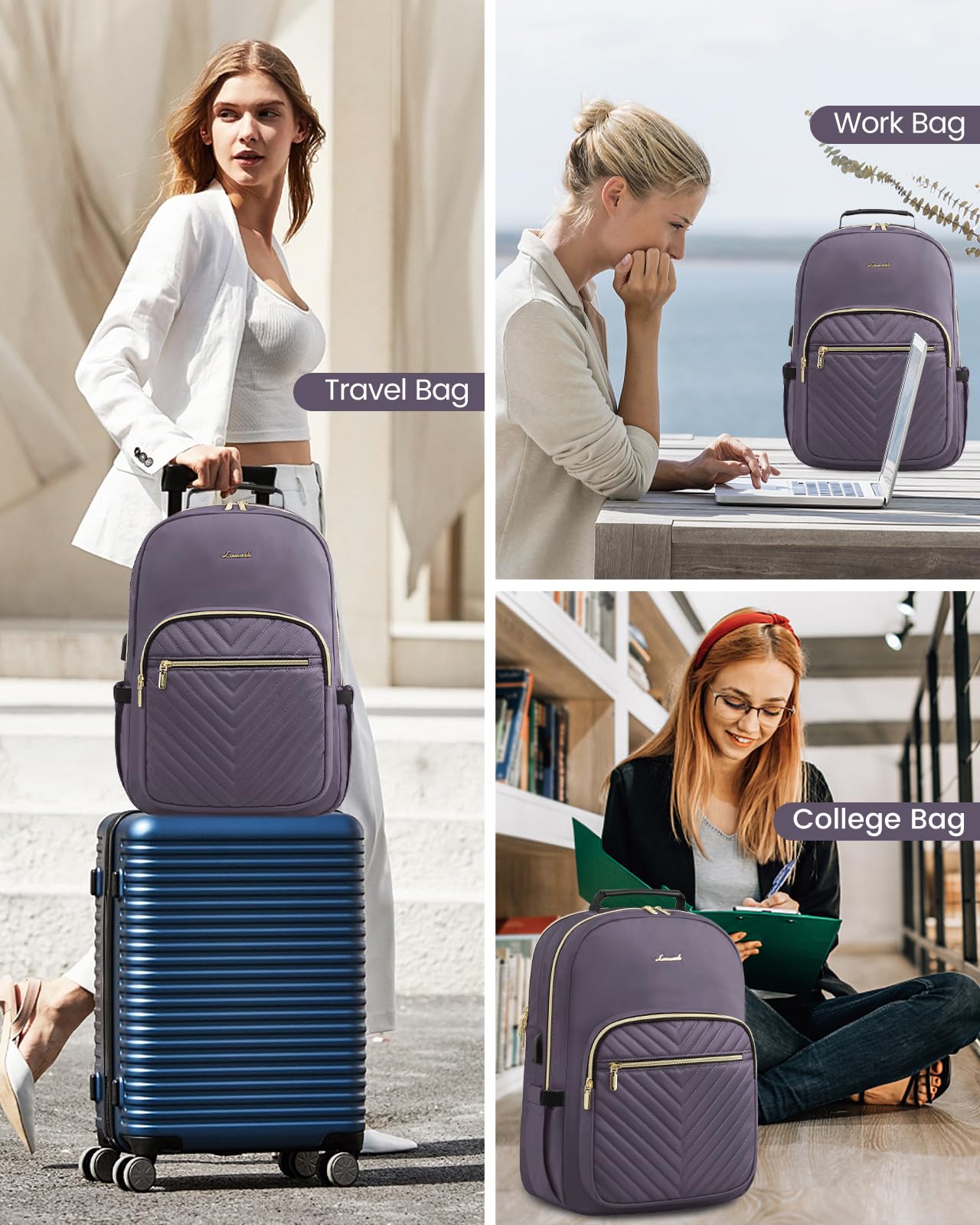 Foto 7 pulgar | Mochila Lovevook Para Mujer, Portátil De Viaje De 15.6 Pulgadas Con Puerto Usb - Venta Internacional.