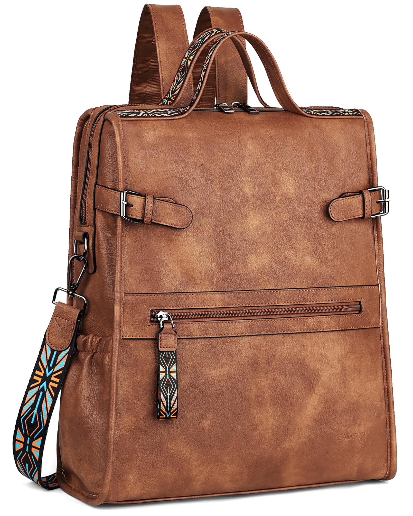 Mochila De Piel Para Portátil Fadeon Para Mujer, Marrón, Impermeable - Venta Internacional.