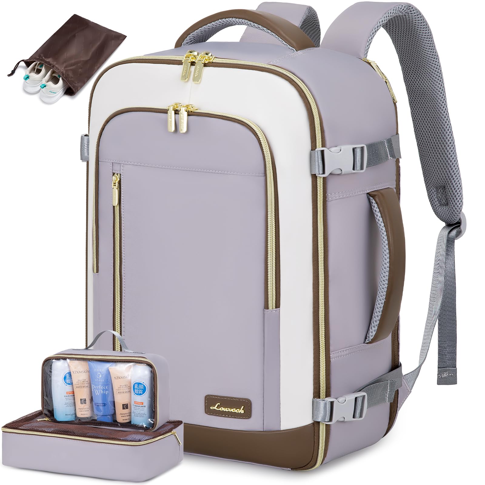 Mochila De Viaje Lovevook 40l Con 3 Cubos De Embalaje Gris Claro - Venta Internacional.