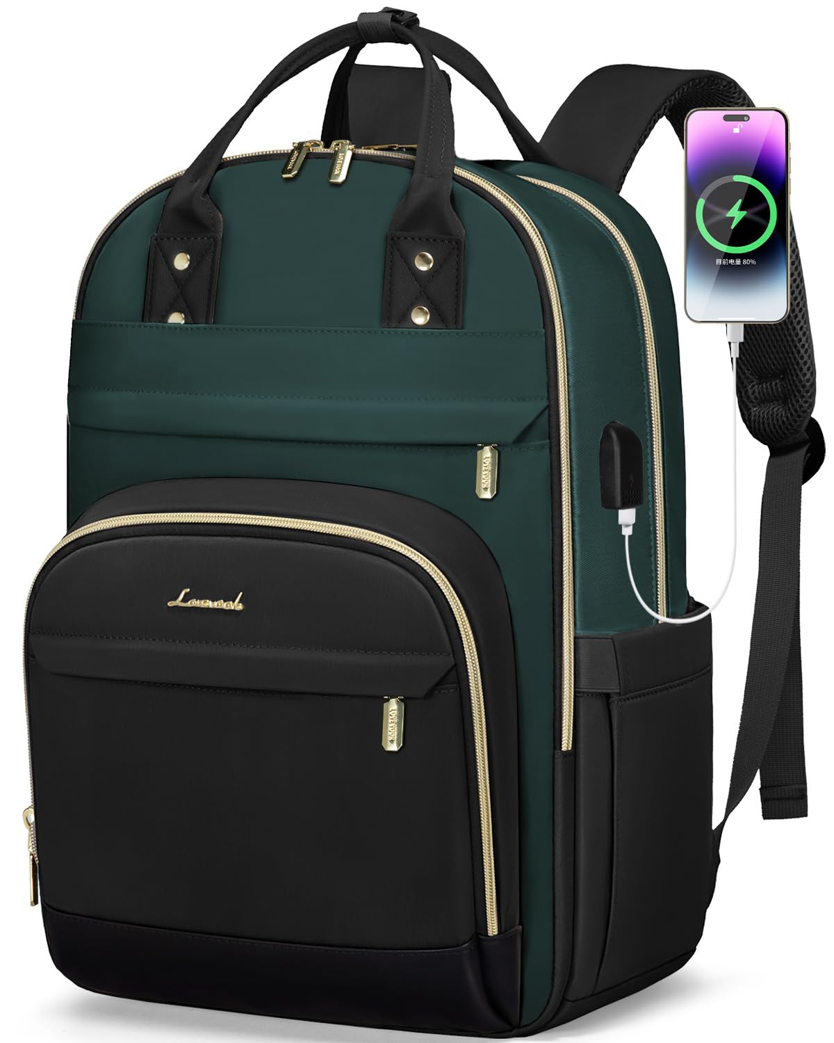 Mochila Para Portátil Lovevook Para Mujer De 15.6 Pulgadas, Color Verde Oscuro - Venta Internacional.
