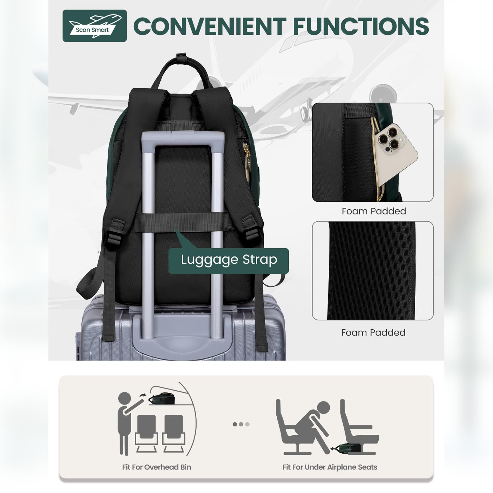 Foto 7 pulgar | Mochila Para Portátil Lovevook Para Mujer De 15.6 Pulgadas, Color Verde Oscuro - Venta Internacional.