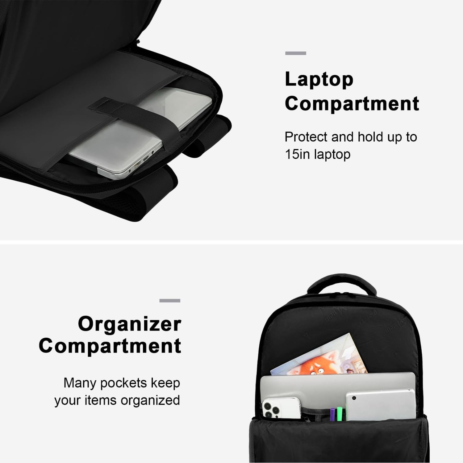 Foto 6 pulgar | Mochila De Viaje Para Portátil Matein De 15.6 Pulgadas Con Puerto Usb Negra - Venta Internacional.