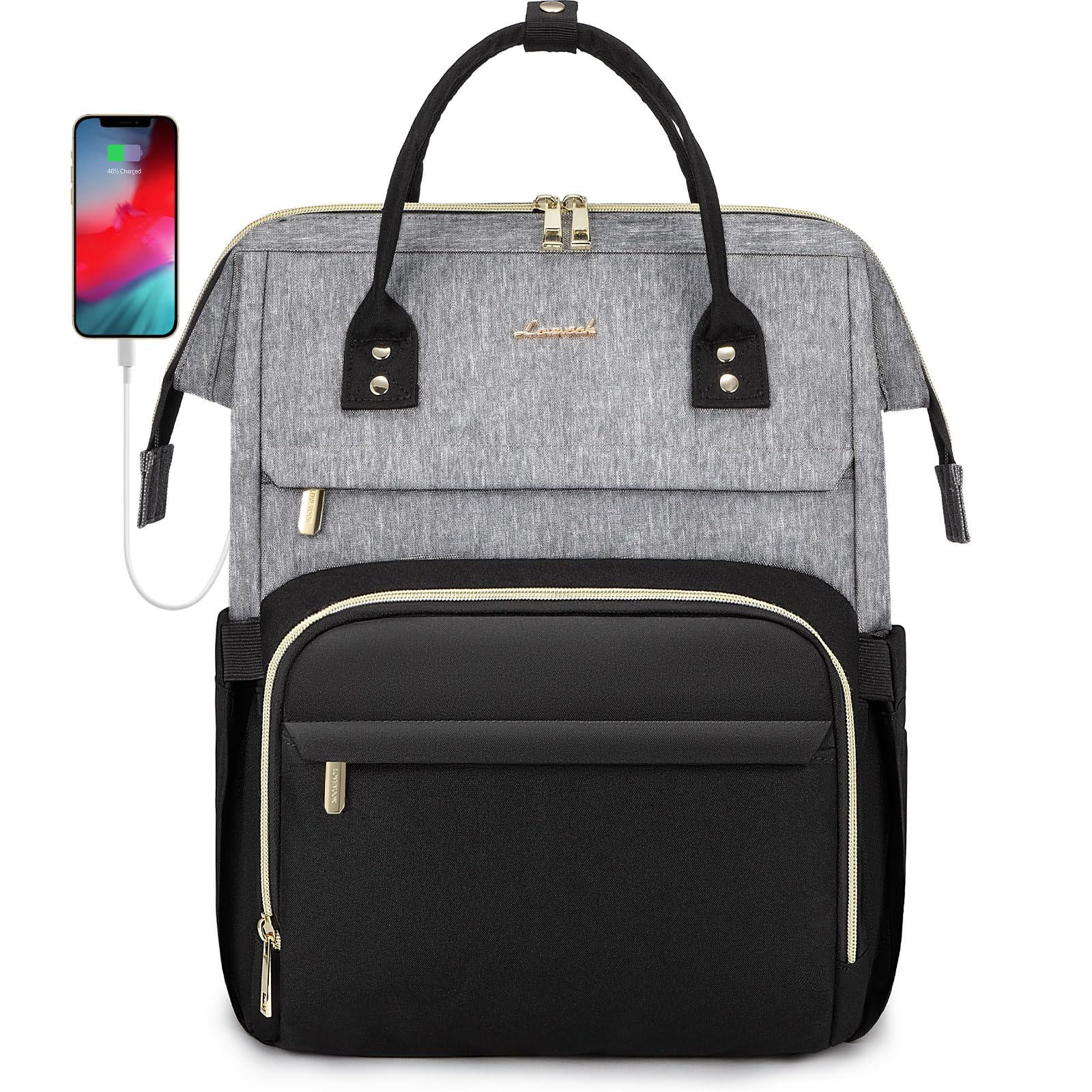 Mochila Para Portátil Lovevook Fashion Para Mujer 15.6 Pulgadas, Gris Y Negro - Venta Internacional.
