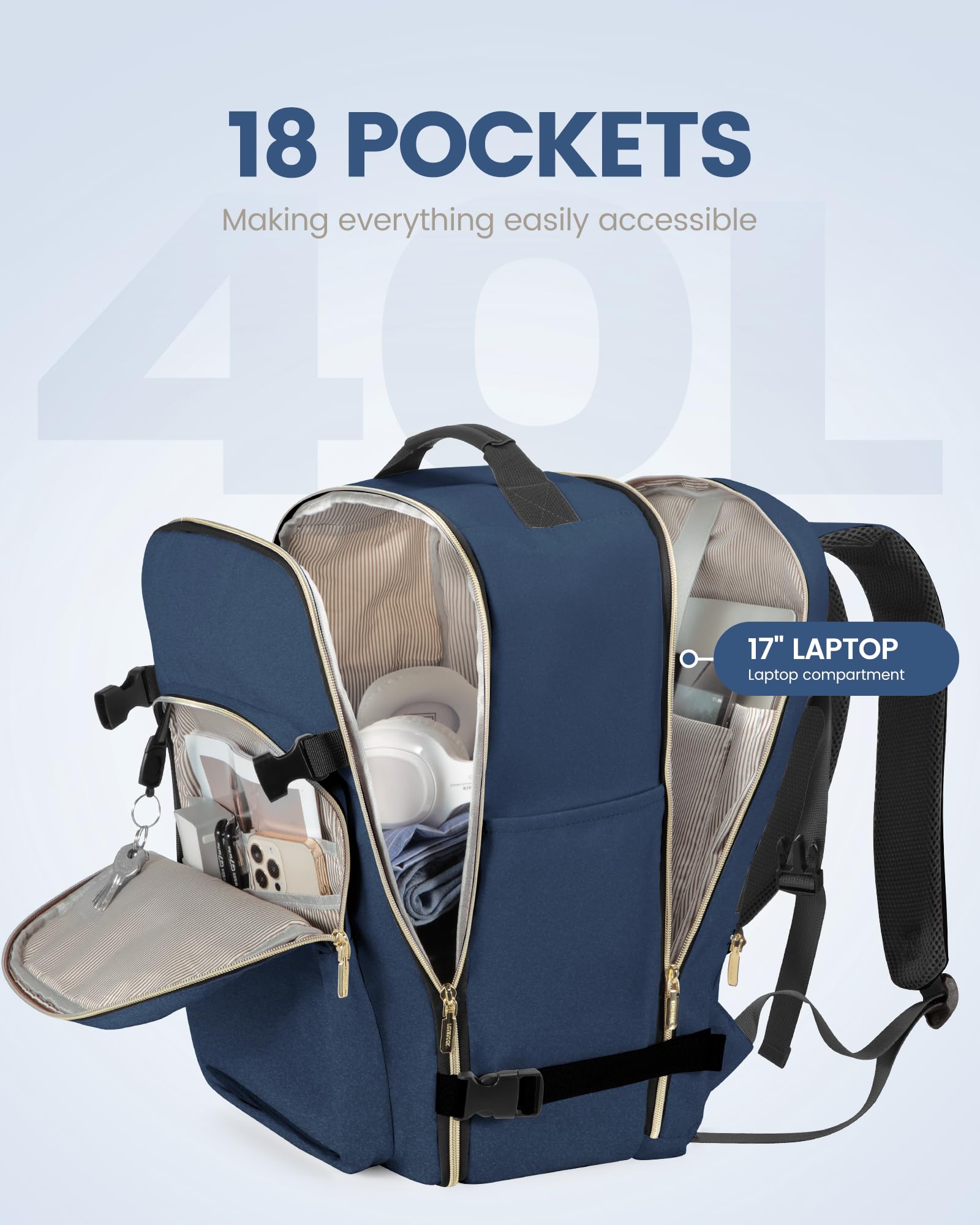 Foto 4 pulgar | Mochila De Viaje Lovevook De 40 Litros Con Portátil De 17,3'' A Prueba De Agua - Venta Internacional.