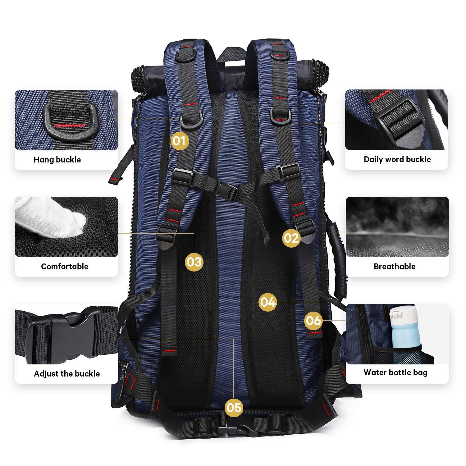 Foto 5 pulgar | Mochila De Viaje Kaka 2070 Durable Convertible De 40 L Para 17,3'' - Venta Internacional.