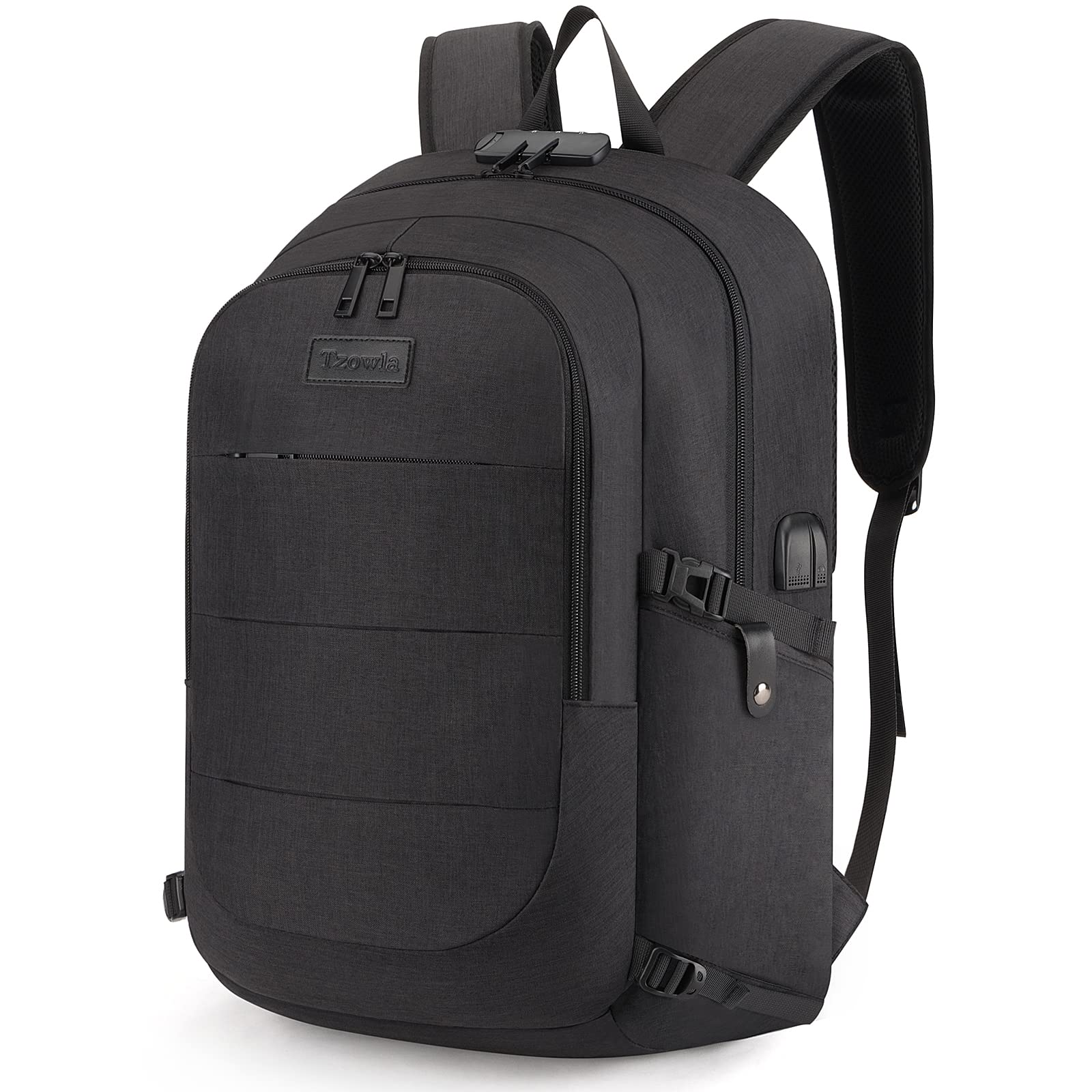 Mochila Para Portátil Tzowla Antirrobo, Resistente Al Agua, 17.3 Pulgadas, Negra - Venta Internacional.
