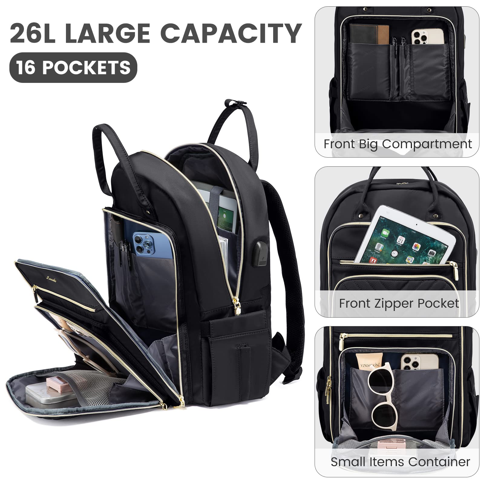 Foto 5 pulgar | Mochila Para Portátil Lovevook Para Mujer, Profesora, 15.6 Pulgadas, Impermeable - Venta Internacional.