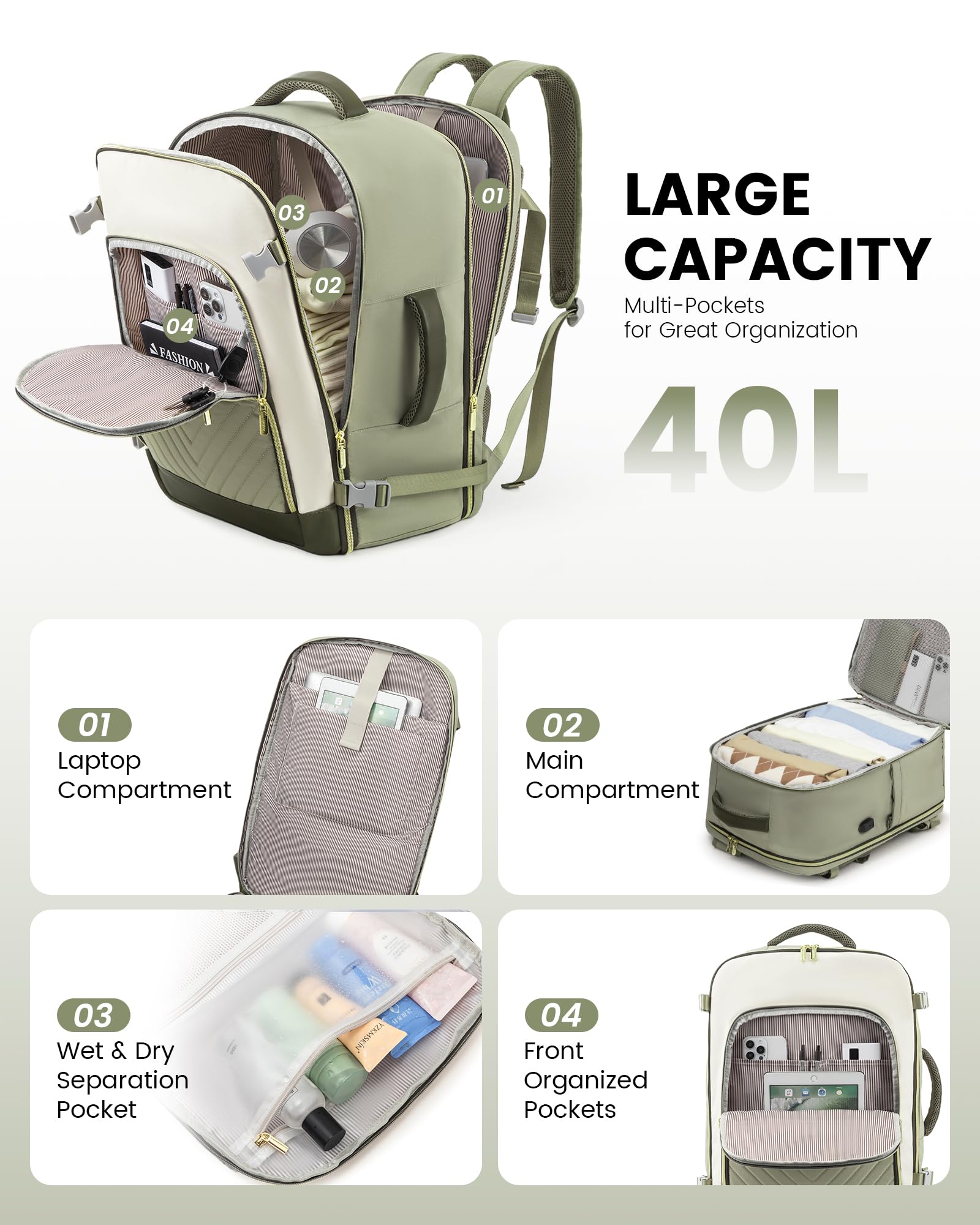 Foto 4 pulgar | Mochila Lovevook Large Travel De 40 Litros Para Mujer Con Portátil De 17 Pulgadas - Venta Internacional.