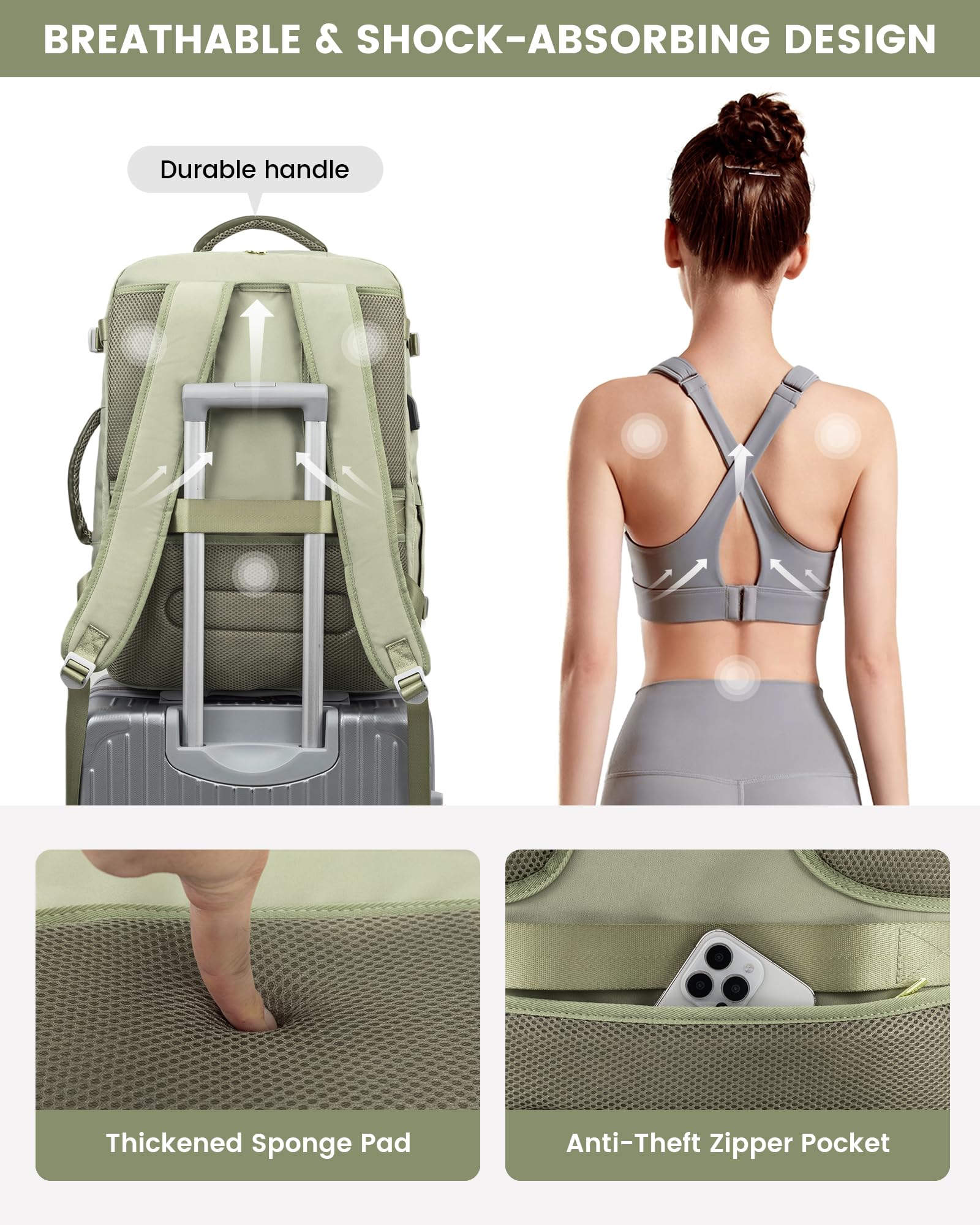 Foto 7 | Mochila Lovevook Large Travel De 40 Litros Para Mujer Con Portátil De 17 Pulgadas - Venta Internacional.