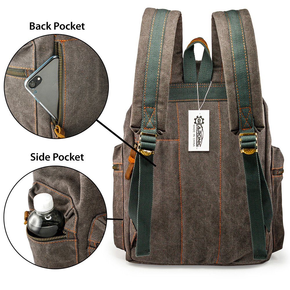 Foto 3 pulgar | Mochila Gearonic Vintage Canvas Para Hombre Y Mujer, Gris, 15 Pulgadas - Venta Internacional.