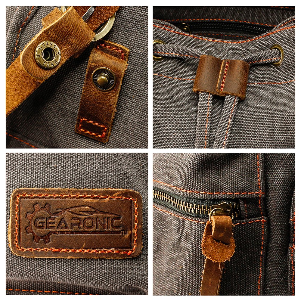 Foto 6 pulgar | Mochila Gearonic Vintage Canvas Para Hombre Y Mujer, Gris, 15 Pulgadas - Venta Internacional.