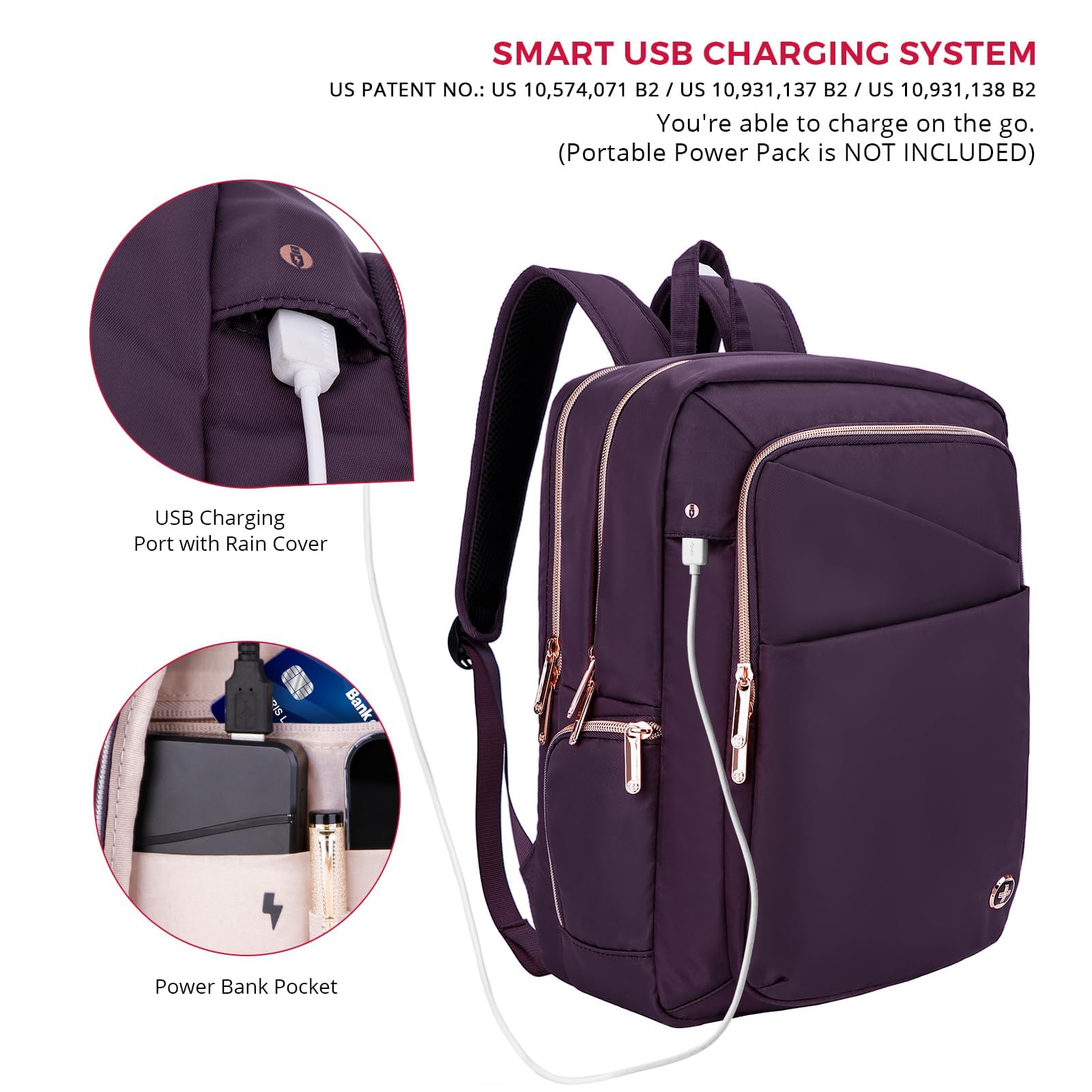 Foto 4 | Mochila Para Portátil Swissdigital Katy Rose Sd1006f-46 Púrpura - Venta Internacional.