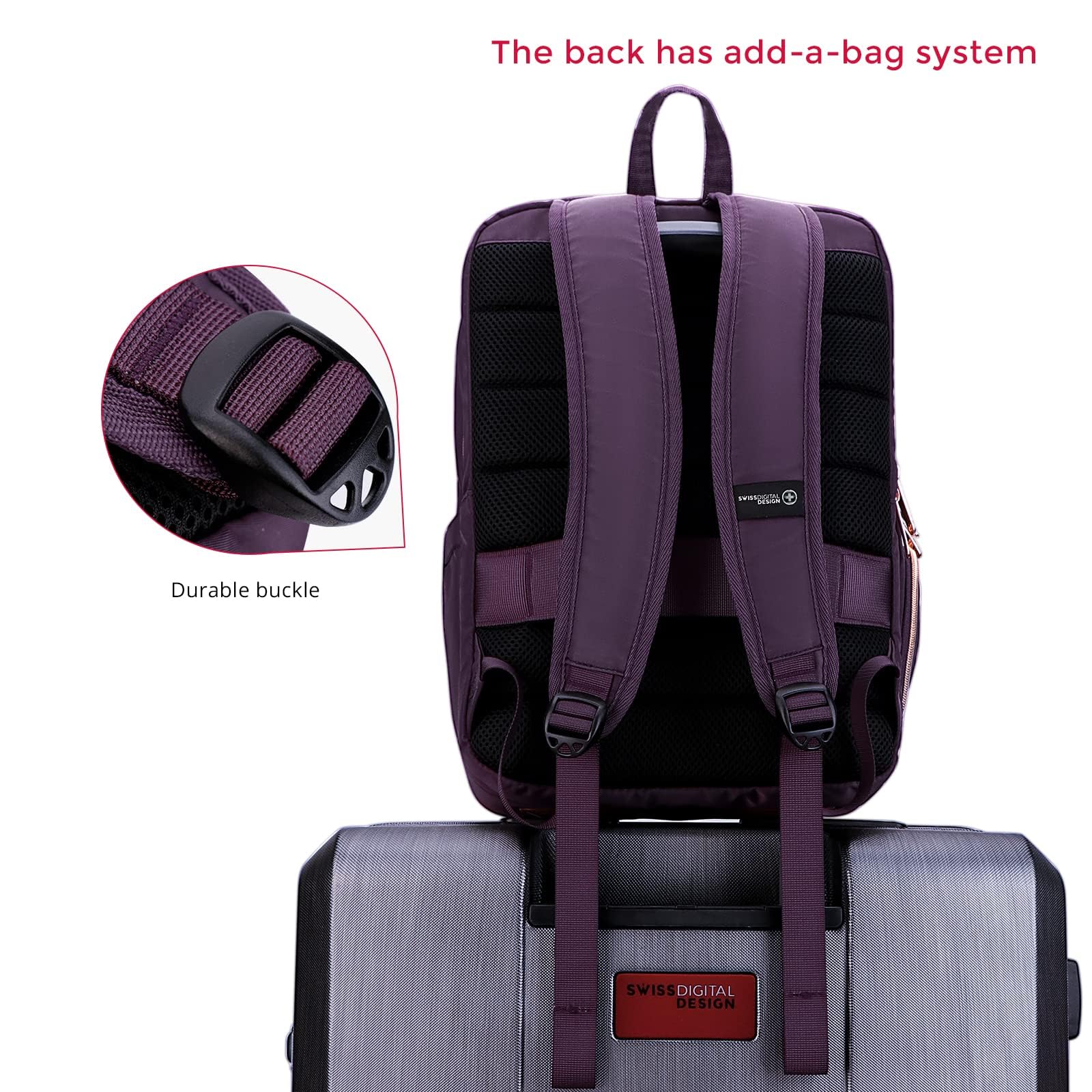 Foto 7 | Mochila Para Portátil Swissdigital Katy Rose Sd1006f-46 Púrpura - Venta Internacional.