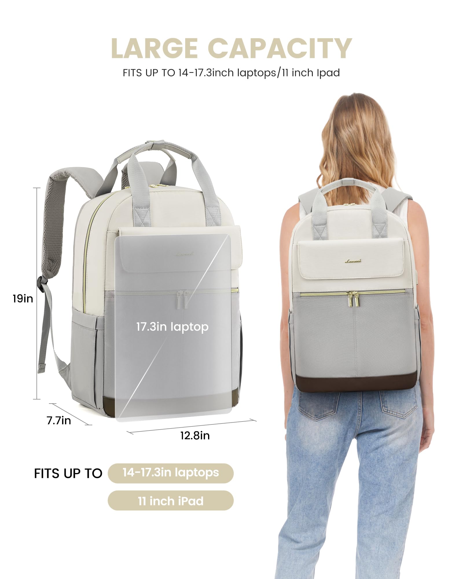 Foto 8 pulgar | Mochila Para Portátil Lovevook Para Mujer De 17,3'' Con Puerto Usb A Prueba De Agua - Venta Internacional.