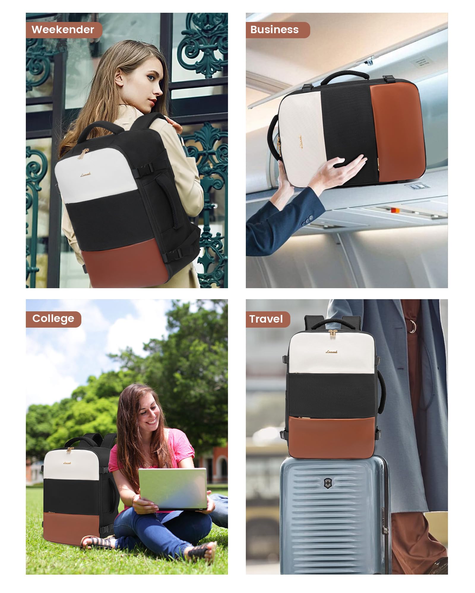 Foto 7 pulgar | Mochila De Viaje Lovevook Para Mujer Con Cubos De Embalaje De 35 L, Color Beige - Venta Internacional.
