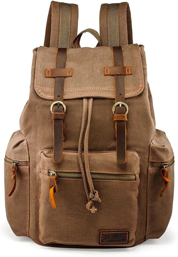 Mochila Gearonic Vintage De Lona Para Hombre Y Mujer, Color Marrón - Venta Internacional.