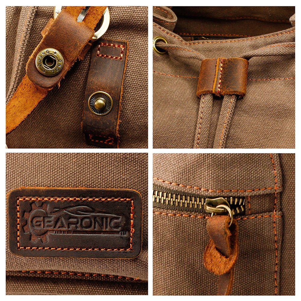 Foto 6 pulgar | Mochila Gearonic Vintage De Lona Para Hombre Y Mujer, Color Marrón - Venta Internacional.