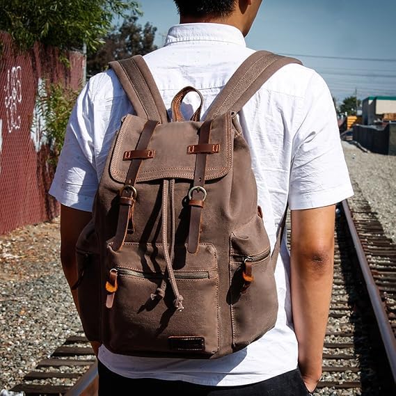 Foto 7 pulgar | Mochila Gearonic Vintage De Lona Para Hombre Y Mujer, Color Marrón - Venta Internacional.