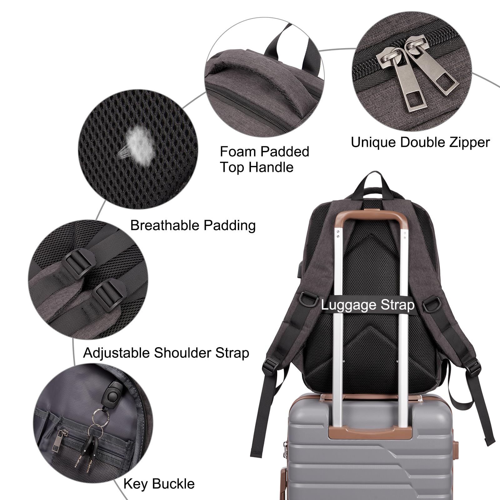 Foto 6 pulgar | Mochila Cluci Para Ordenador Portátil Escolar Para Hombre Y Mujer De 15,6 Pulgadas, Color Negro - Venta Internacional.