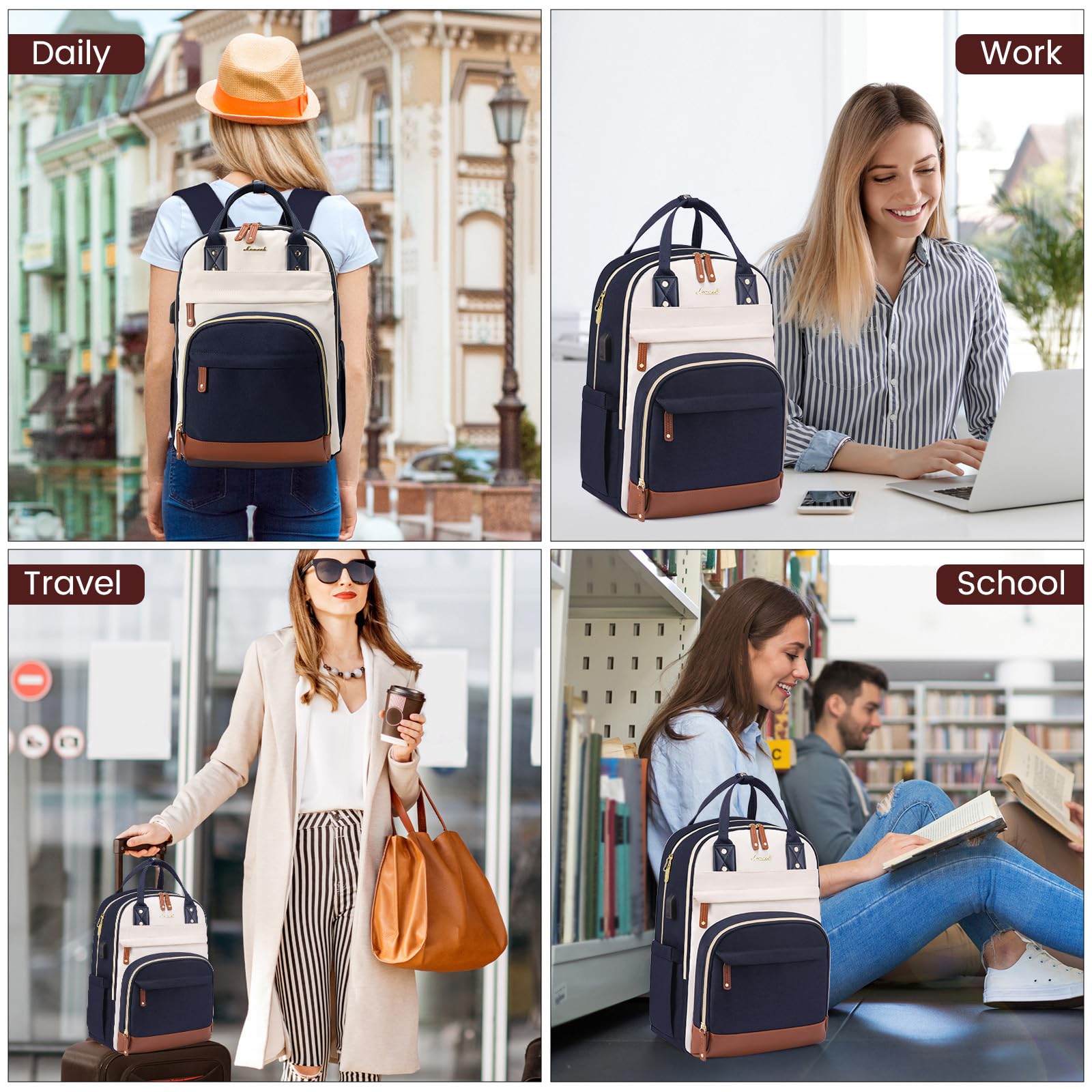 Foto 3 pulgar | Mochila Lovevook Para Portátil De Mujer De 17 Pulgadas De Nailon Impermeable - Venta Internacional.