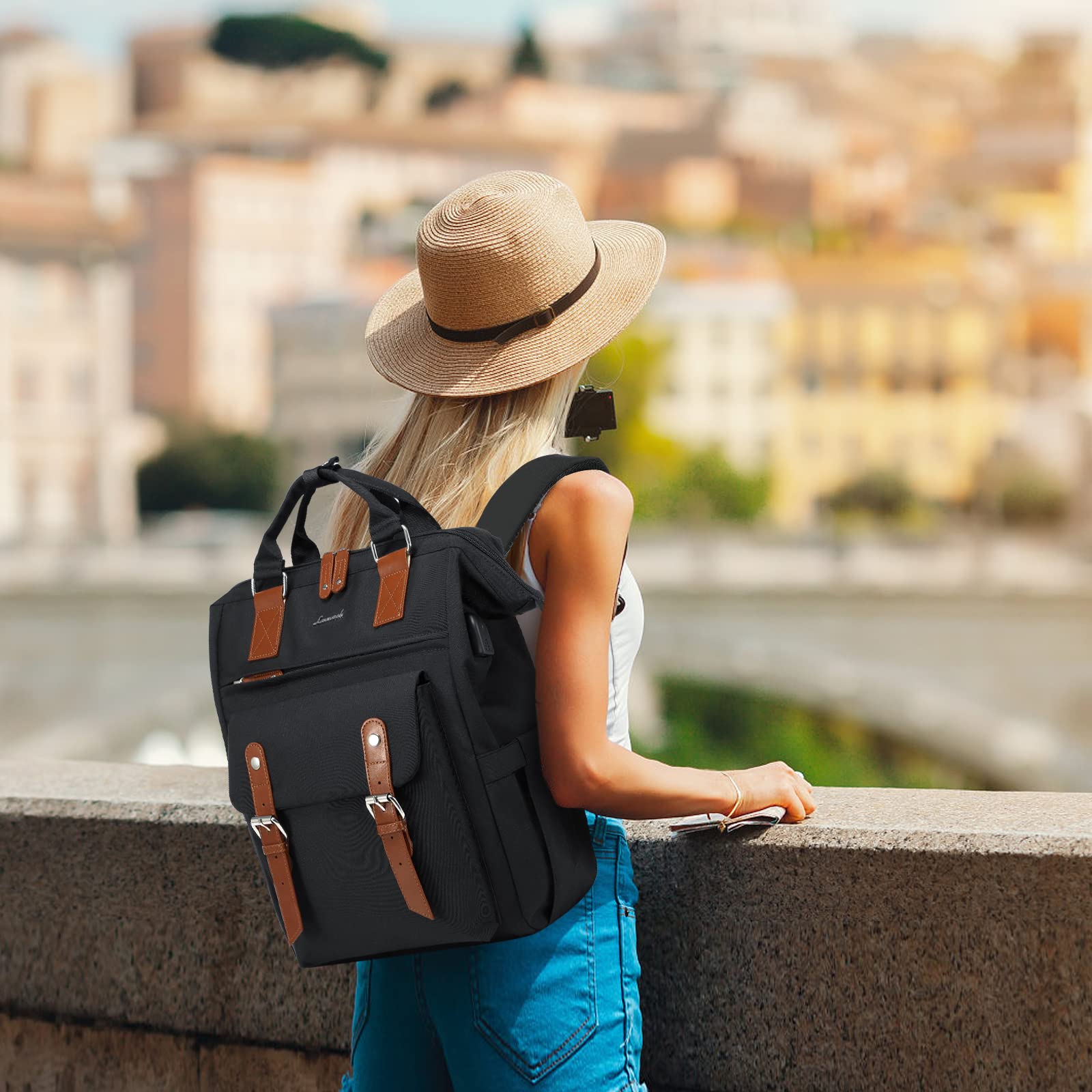 Foto 8 pulgar | Mochila Para Portátil Lovevook Para Mujer, Trabajo Y Viajes De 17 Pulgadas, Negra - Venta Internacional.