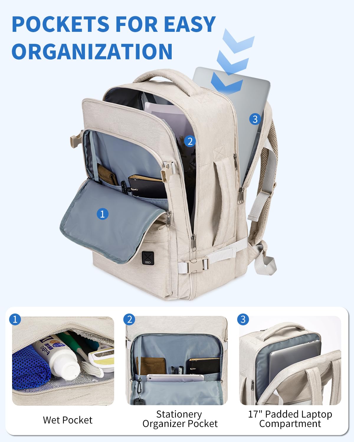 Foto 4 pulgar | Mochila Wandf Travel De 32 Litros Para Spirit Airlines Con Bolsillo Húmedo - Venta Internacional.