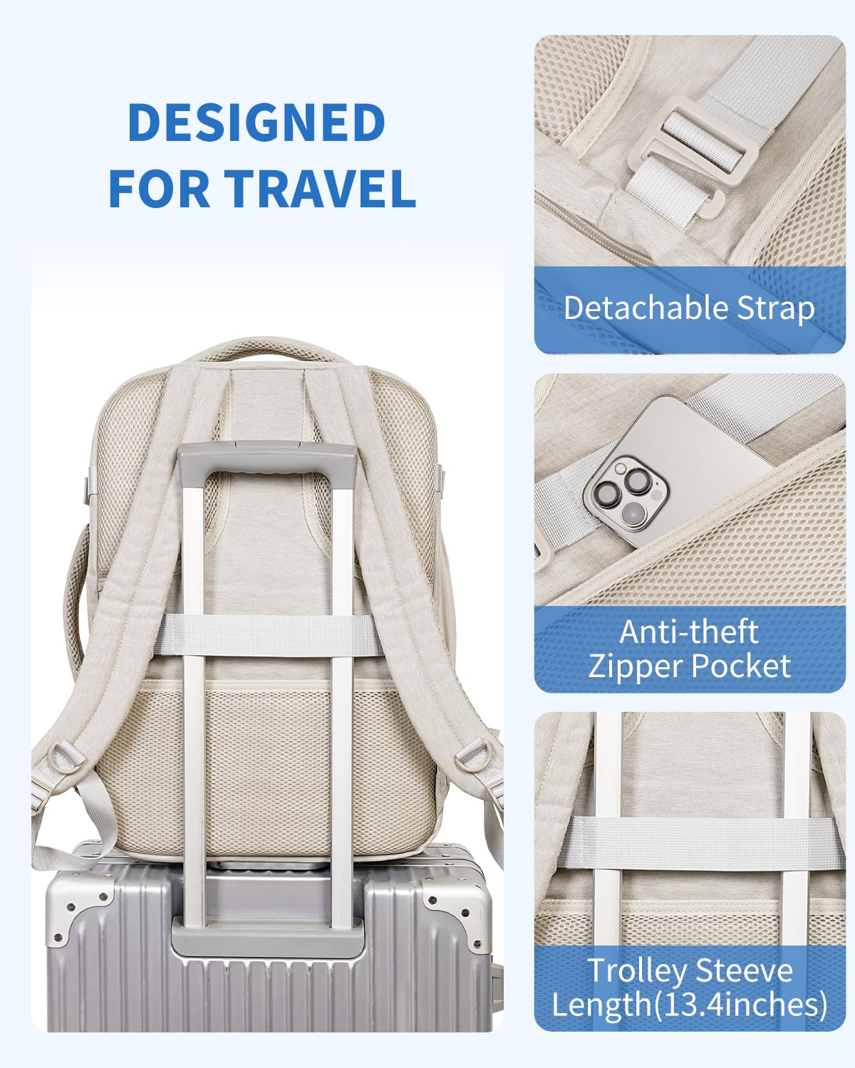 Foto 6 pulgar | Mochila Wandf Travel De 32 Litros Para Spirit Airlines Con Bolsillo Húmedo - Venta Internacional.
