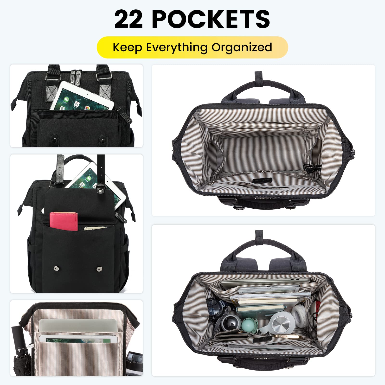 Foto 2 | Mochila Para Portátil Lovevook Para Mujer, Trabajo Y Viajes De 17 Pulgadas, Negra - Venta Internacional.