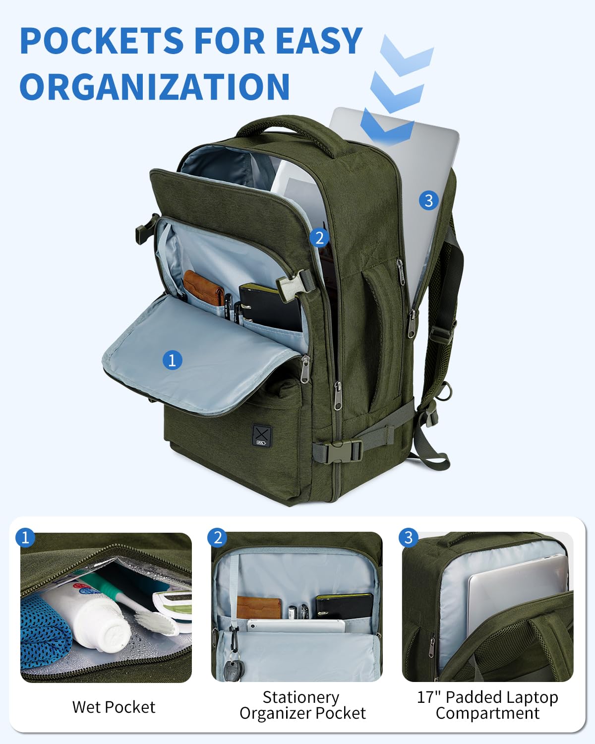 Foto 4 pulgar | Mochila Wandf Travel De 32 Litros Para Spirit Airlines Con Bolsillo Húmedo - Venta Internacional.