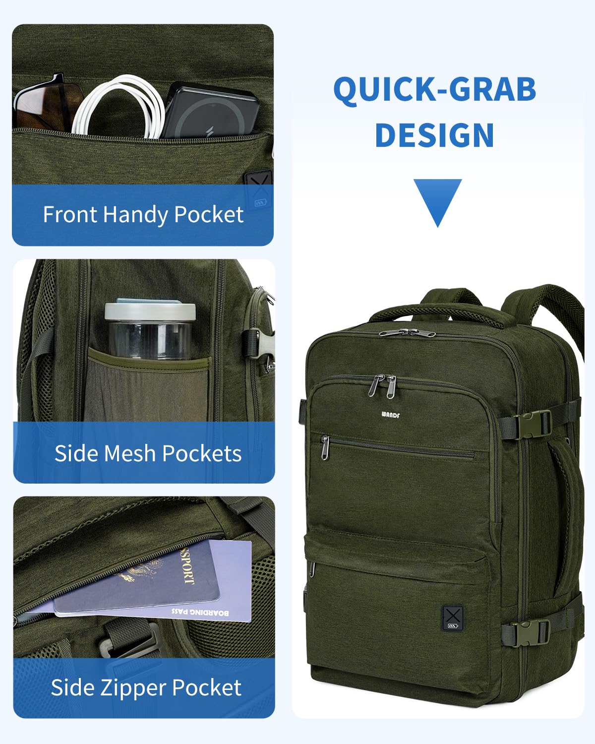Foto 4 | Mochila Wandf Travel De 32 Litros Para Spirit Airlines Con Bolsillo Húmedo - Venta Internacional.