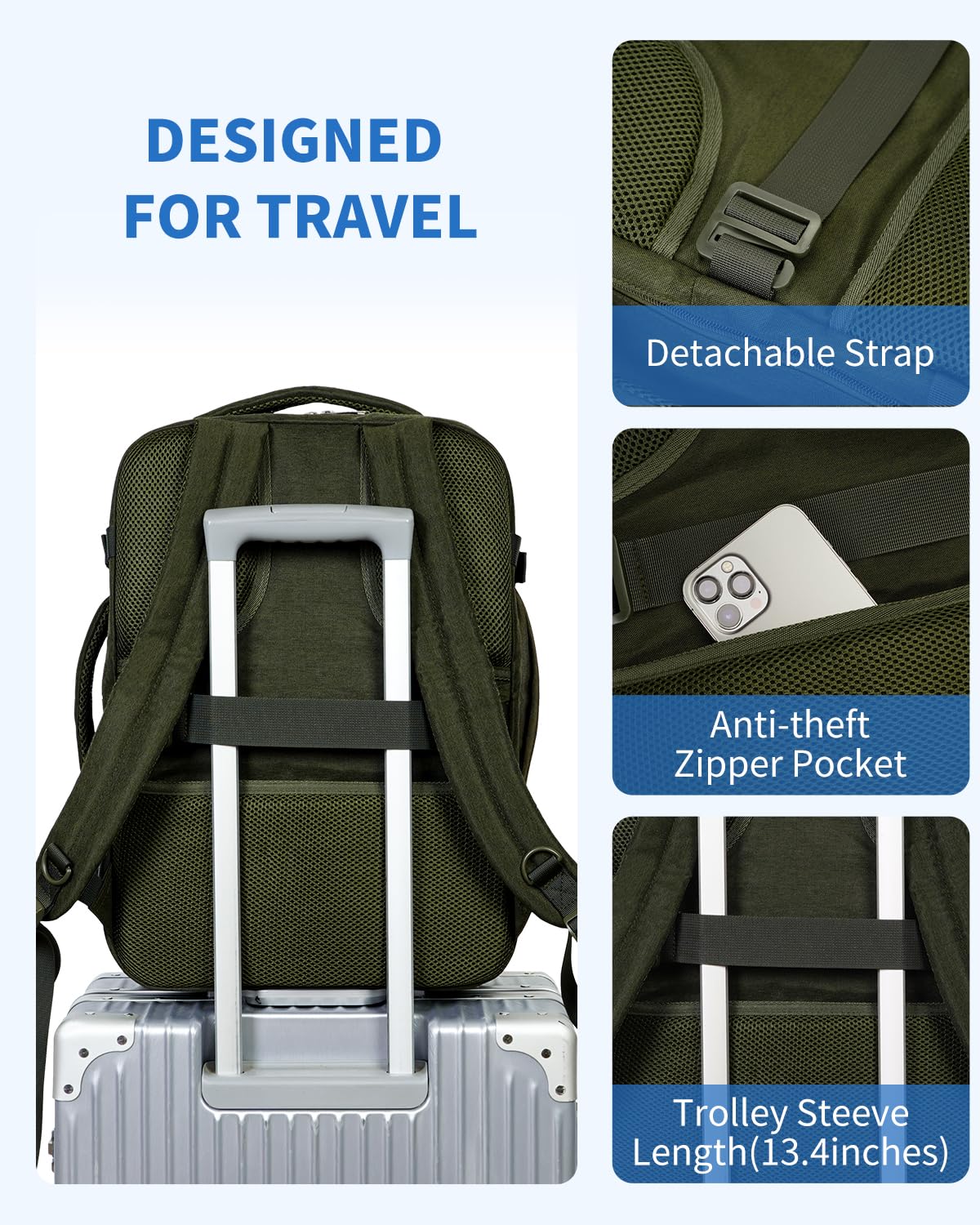 Foto 6 pulgar | Mochila Wandf Travel De 32 Litros Para Spirit Airlines Con Bolsillo Húmedo - Venta Internacional.