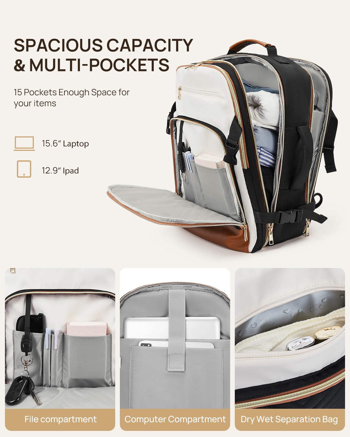 Foto 3 pulgar | Mochila De Viaje Telena Para Portátil De 15.6 Pulgadas Para Mujer, Color Negro - Venta Internacional.