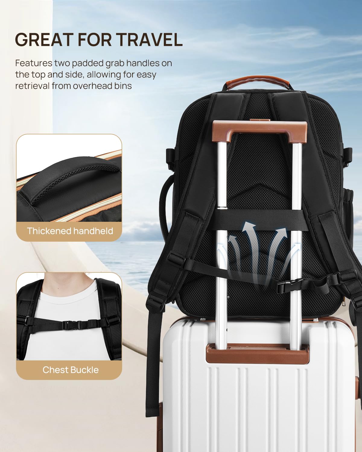 Foto 6 pulgar | Mochila De Viaje Telena Para Portátil De 15.6 Pulgadas Para Mujer, Color Negro - Venta Internacional.