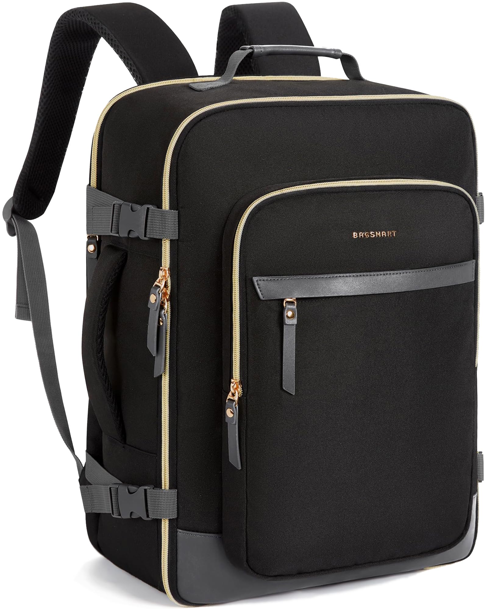 Mochila De Viaje Bagsmart Para Mujer De 40 Litros Con Portátil De 17,3'', Color Negro - Venta Internacional.