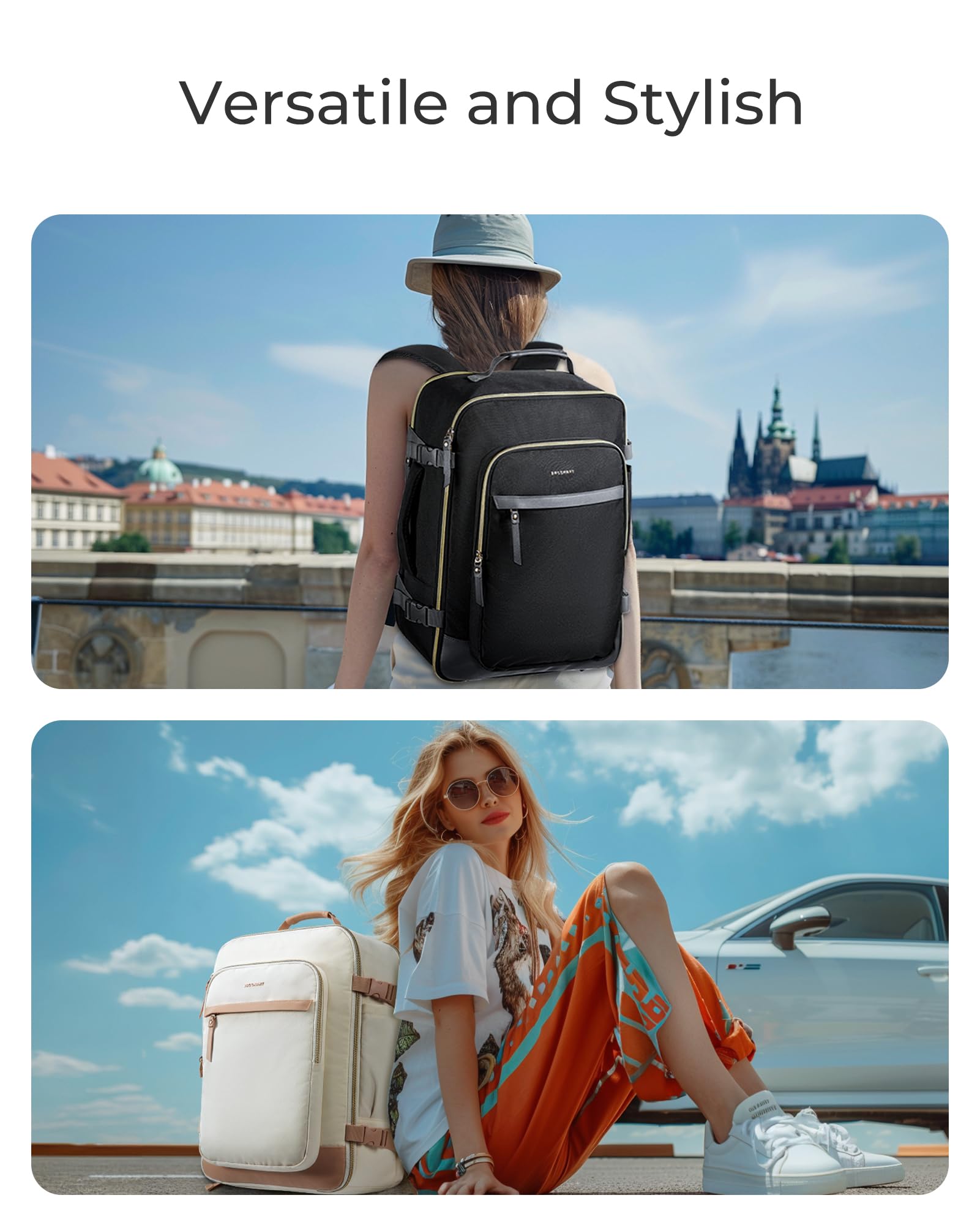 Foto 6 pulgar | Mochila De Viaje Bagsmart Para Mujer De 40 Litros Con Portátil De 17,3'', Color Negro - Venta Internacional.