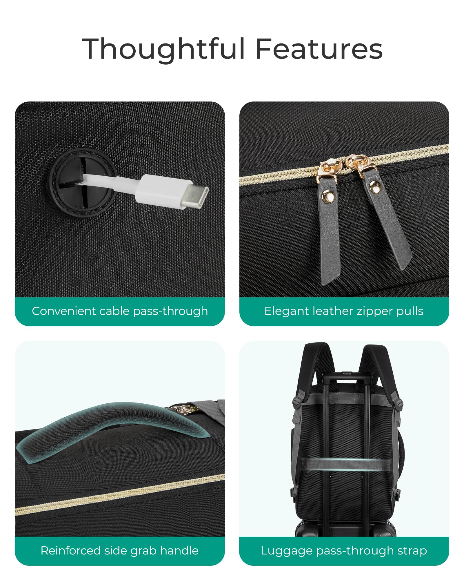 Foto 7 pulgar | Mochila De Viaje Bagsmart Para Mujer De 40 Litros Con Portátil De 17,3'', Color Negro - Venta Internacional.