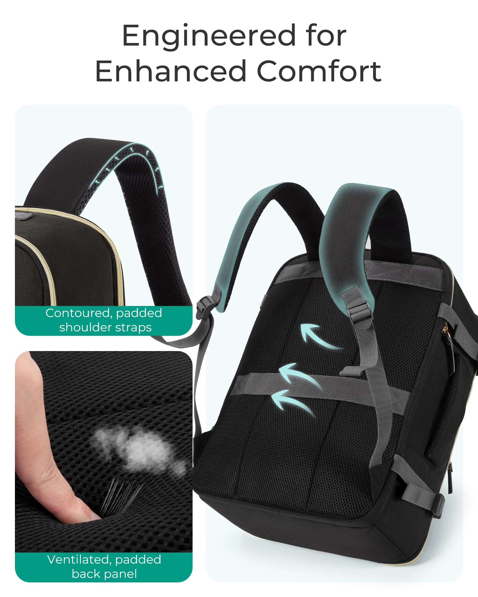 Foto 8 pulgar | Mochila De Viaje Bagsmart Para Mujer De 40 Litros Con Portátil De 17,3'', Color Negro - Venta Internacional.