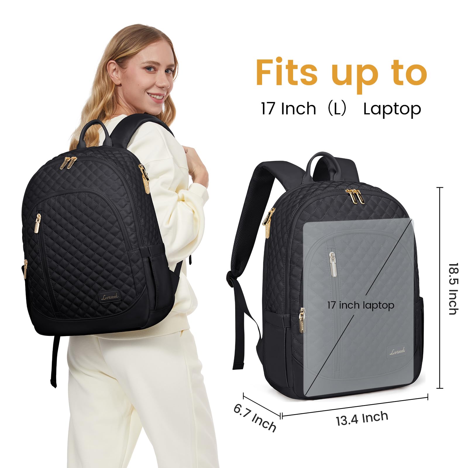 Foto 2 | Mochila De Viaje Lovevook Elegant Style Para Portátil De 17 Pulgadas Para Mujer - Venta Internacional.