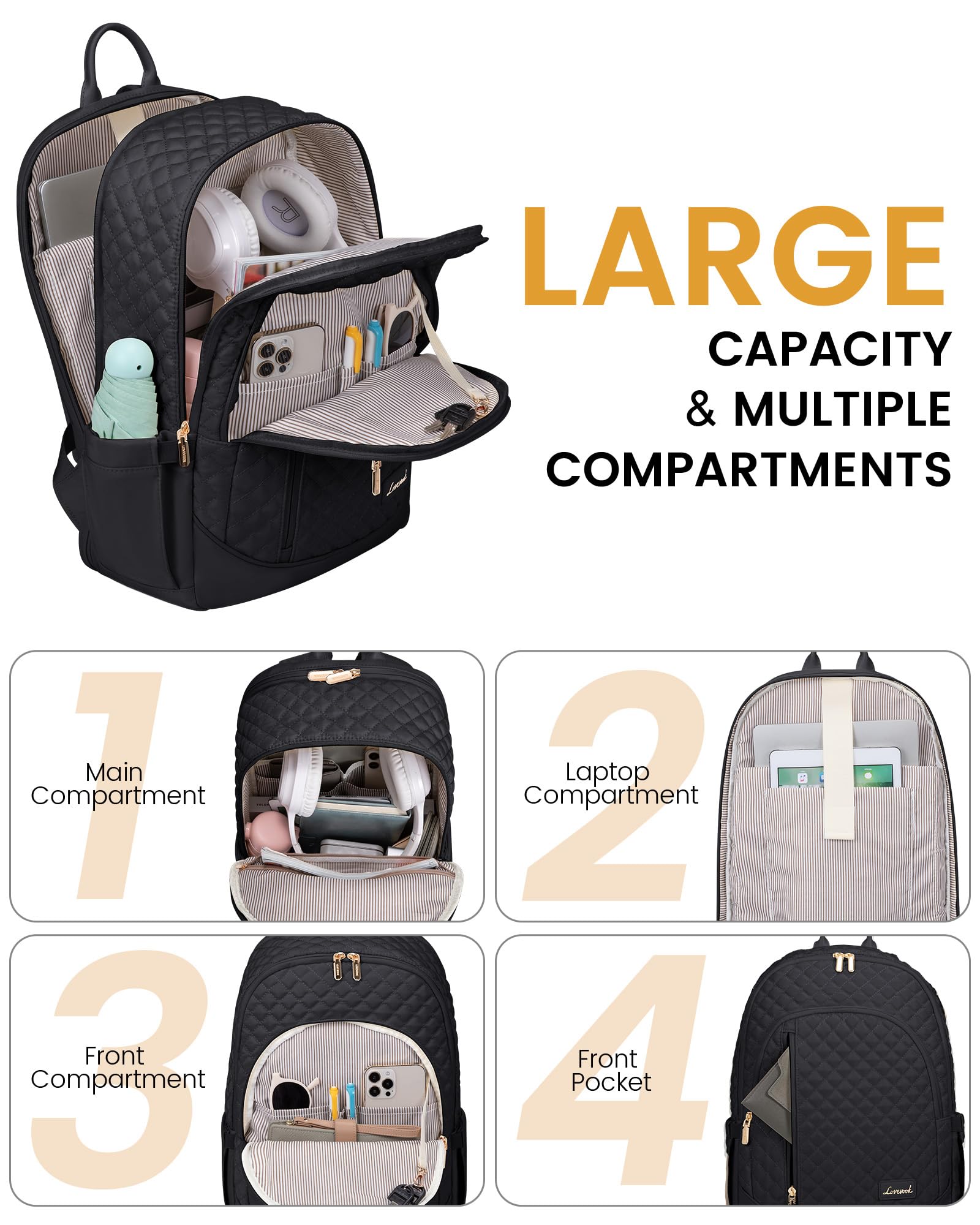 Foto 4 pulgar | Mochila De Viaje Lovevook Elegant Style Para Portátil De 17 Pulgadas Para Mujer - Venta Internacional.