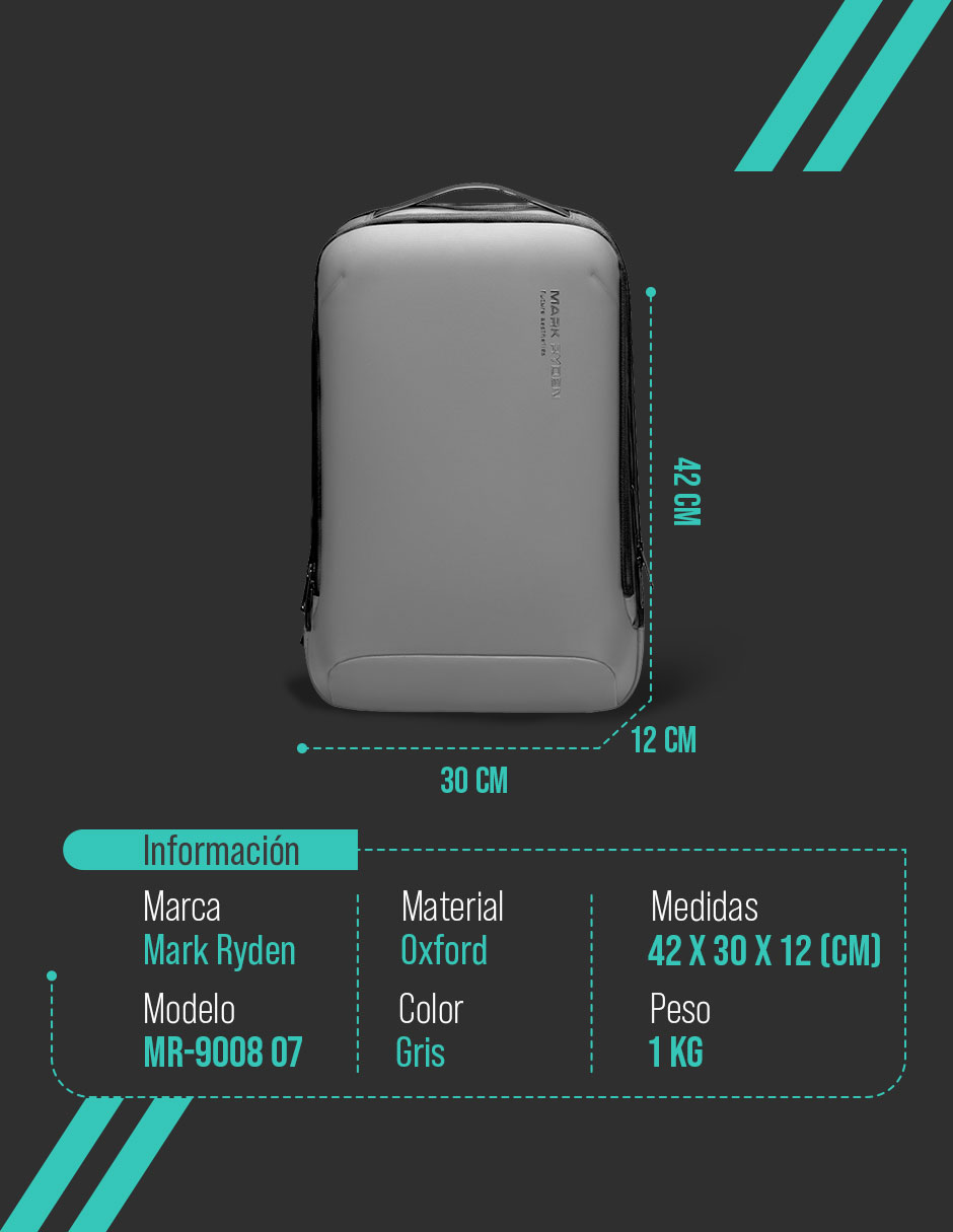 Foto 8 pulgar | Mochila Ligera Mark Ryden para Laptop de 15.6'' 9008 Gris