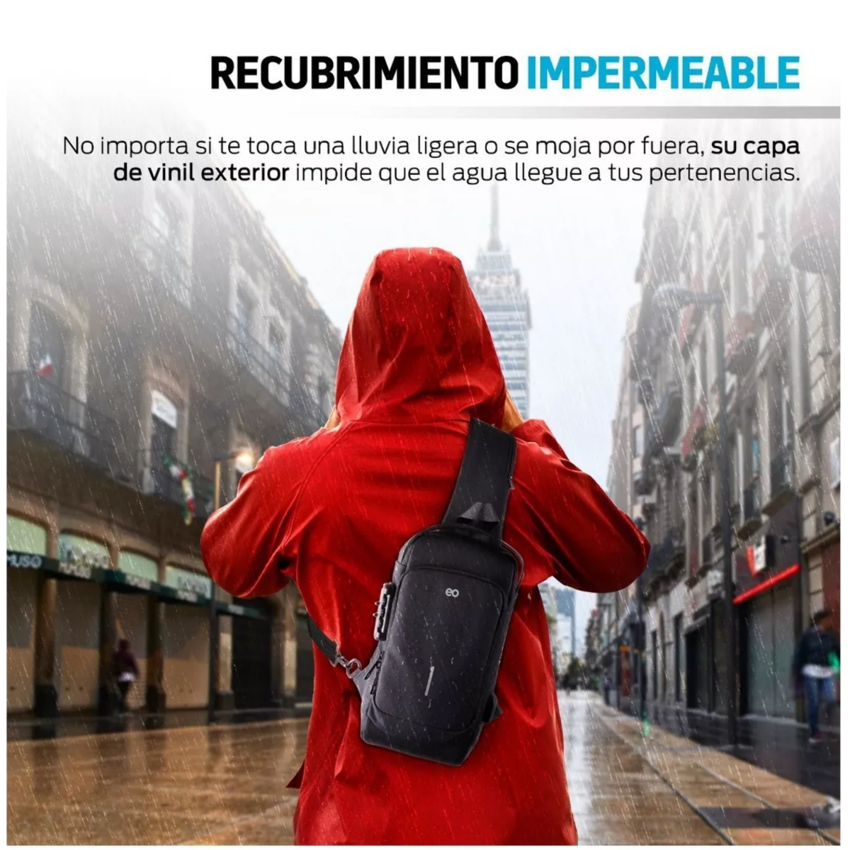Foto 4 pulgar | Mini Mariconera Impermeable Con Puerto Usb Eo Safe Imports Esi-11519-1 Negro