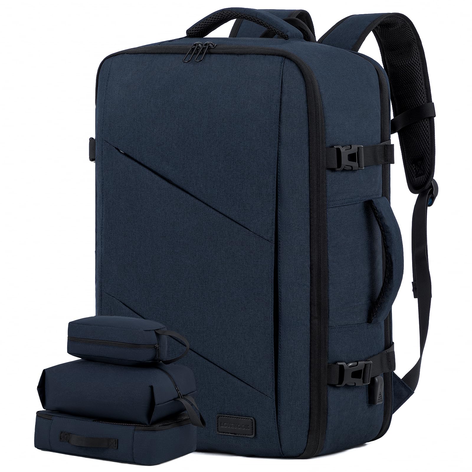 Mochila de Viaje Lovevook Carry On 50 L con Puerto USB Azul Marino - Venta Internacional