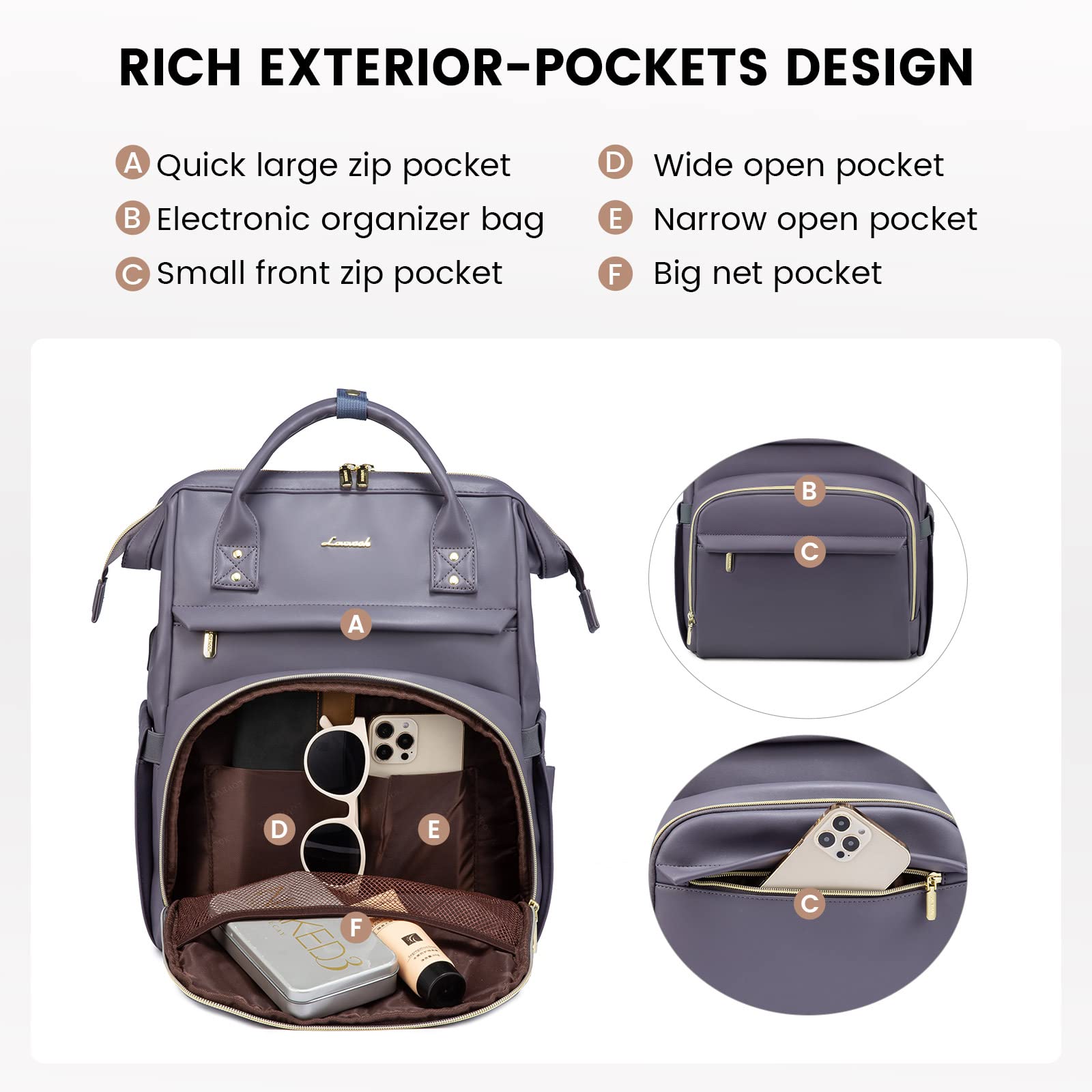 Foto 4 pulgar | Mochila para Portátil Lovevook de Piel 18 Pulgadas para Mujer - Venta Internacional