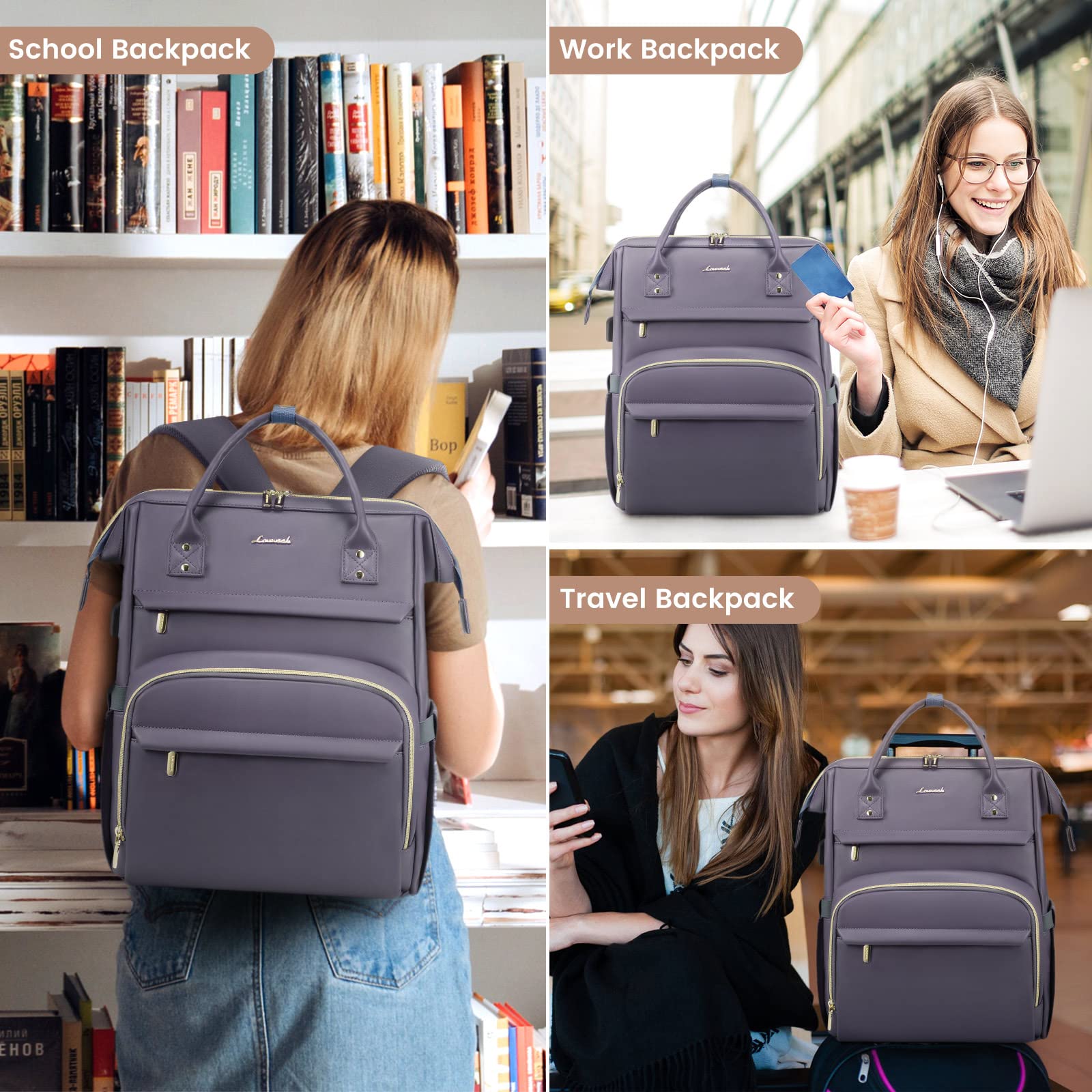 Foto 7 pulgar | Mochila para Portátil Lovevook de Piel 18 Pulgadas para Mujer - Venta Internacional