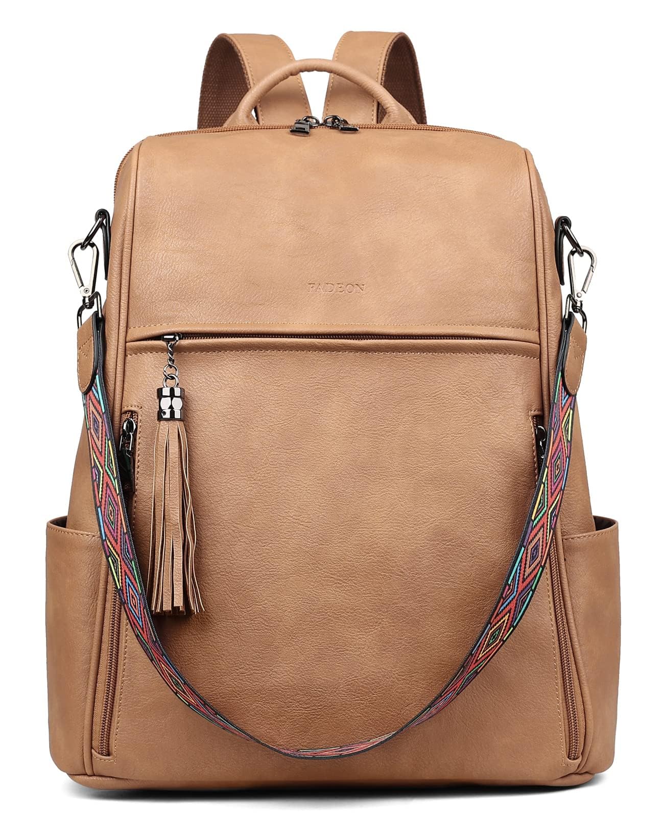 Foto 2 pulgar | Mochila para Portátil Fadeon Leather 15.6 "Marrón para Mujer - Venta Internacional